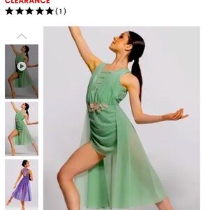 Weissman Green Backless Dress with Floral Embellishments